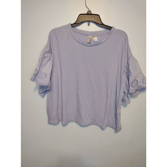 Divided by H&M Size XL Light Blue Short Sleeve Boho Top - Picture 1 of 3